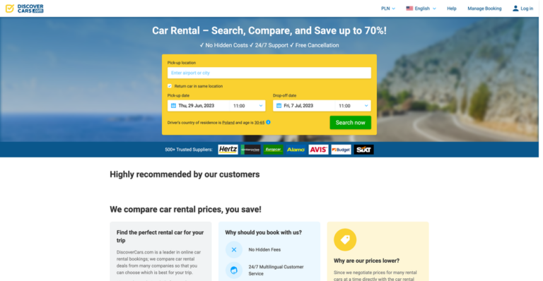 DiscoverCars – recensioni nel 2023. È un servizio di autonoleggio legittimo? Vale la pena usarlo?